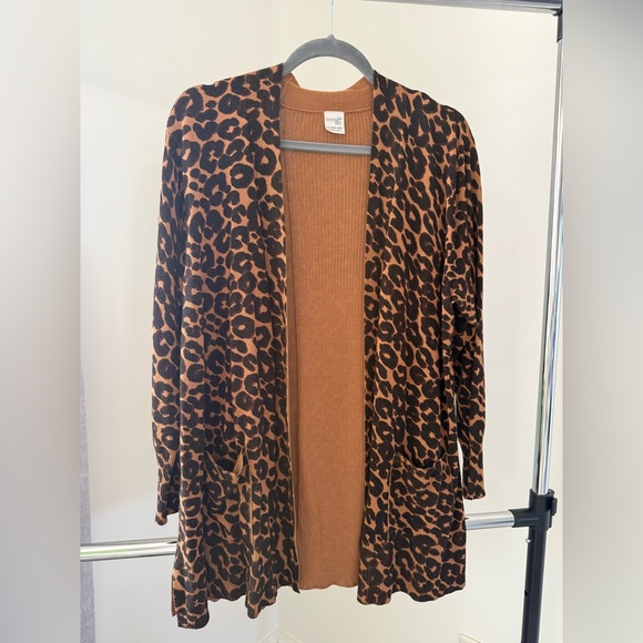 Terra & Sky Leopard Print Cardigan - Brown and Black - Picture 1 of 2